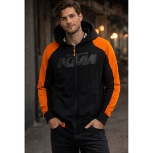 KTM Racing Black Orange Full Zip Hoodie Jacket Men's Size S Motocross Racing   G